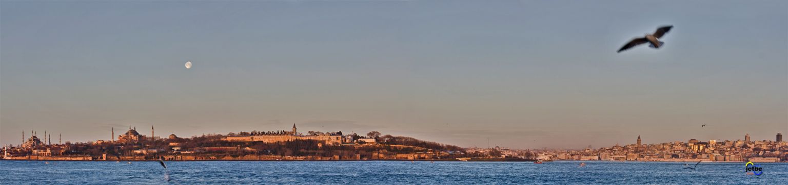 istanbul sabah ay manzara panoramik 4 kare