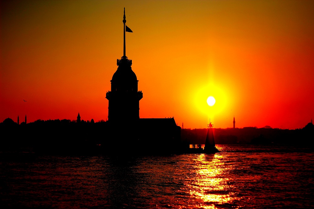 Kz Kulesinde Gn Batarken