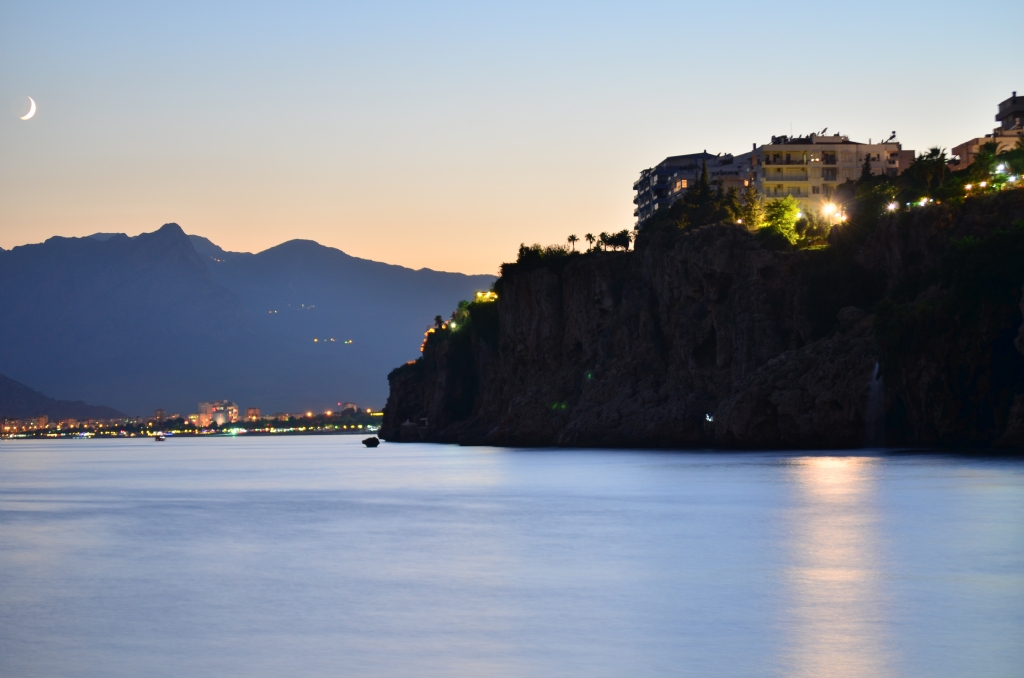 gece deniz manzaras Antalya