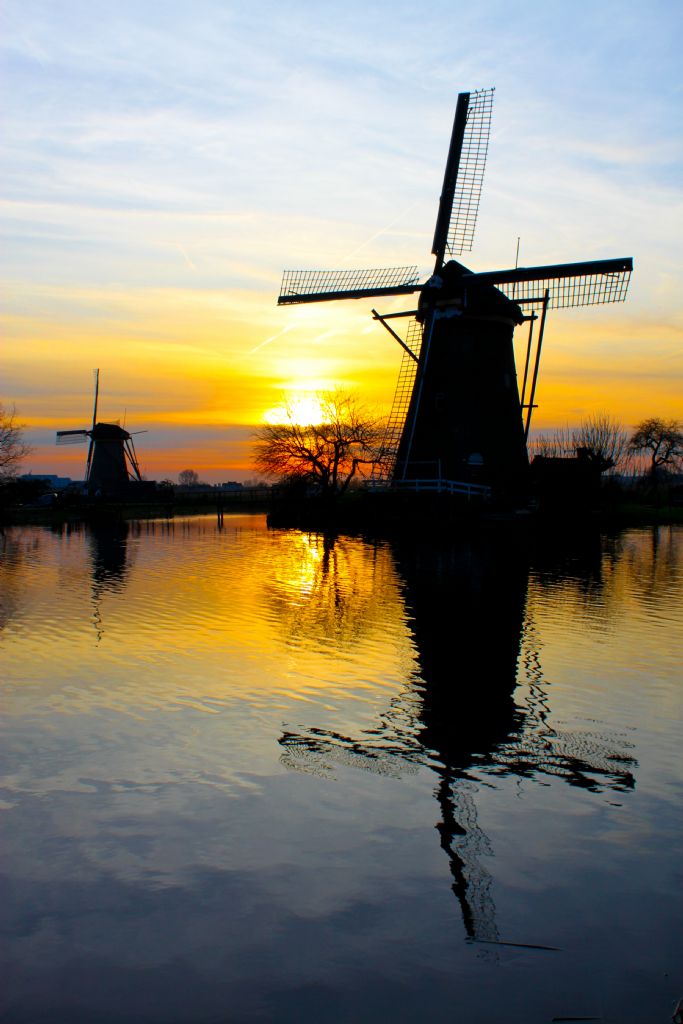 Kinderdijk'da gn batm