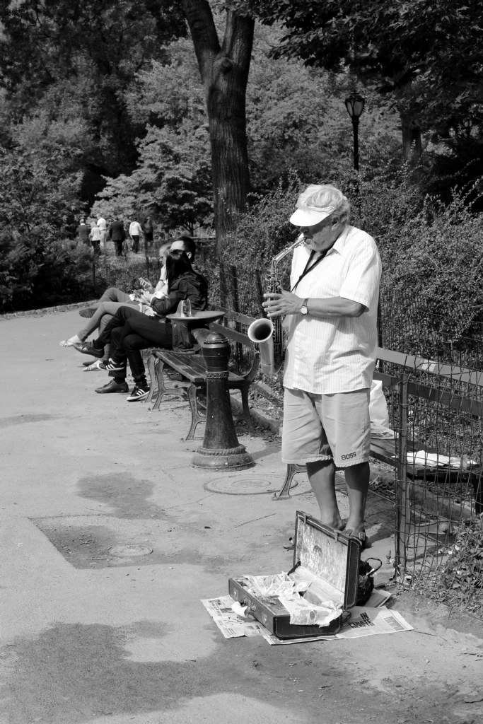 A man playing sax