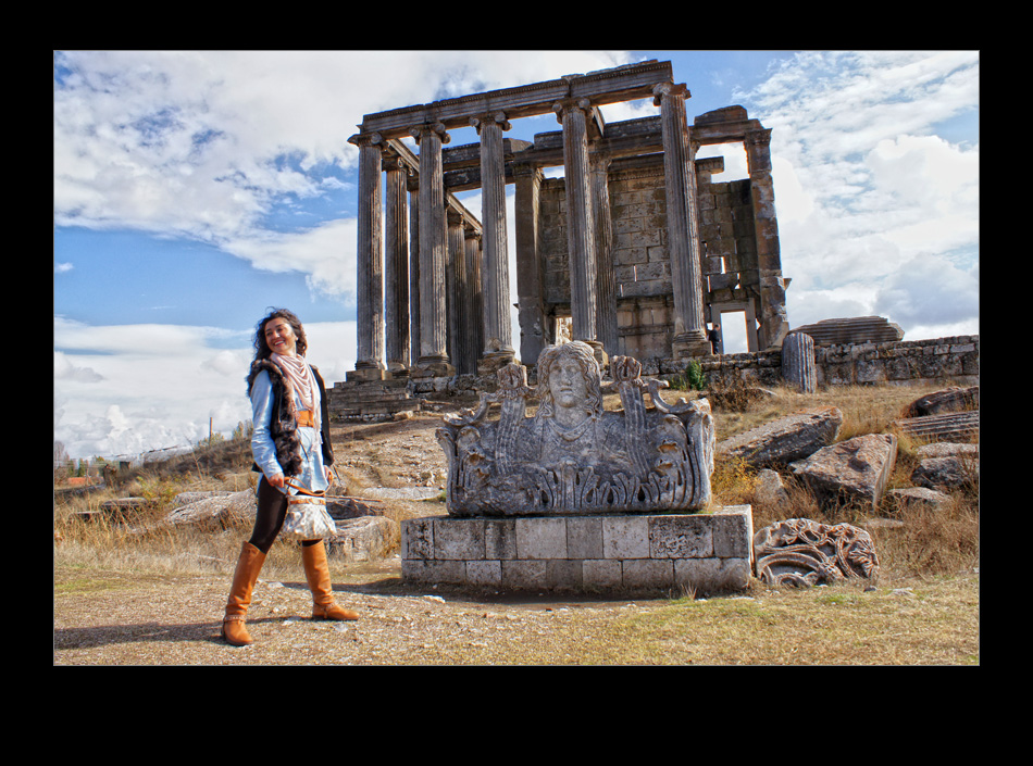 Temple of Zeus and girl